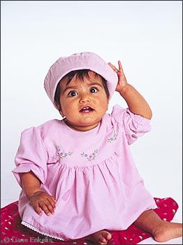 Girl in a pink hat
